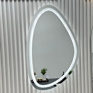 Espelho Orgânico Jateado com 3 Tons de Led e Botão Touch 51x80cm Decorativo