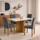 Ver imagem 1 de Conjunto Sala de Jantar 4 Lugares Retangular Tampo Vidro MDF 120x80cm Mesa e Cadeiras Carol