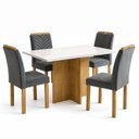 Ver imagem 2 de Conjunto Sala de Jantar 4 Lugares Retangular Tampo Vidro MDF 120x80cm Mesa e Cadeiras Carol