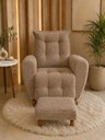 Ver imagem 1 de Poltrona de Amamentação Balanço com Puff Jade em Boucle Conforto Elegância e Aconchego Cacau