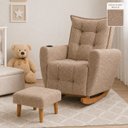 Ver imagem 4 de Poltrona de Amamentação Balanço com Puff Jade em Boucle Conforto Elegância e Aconchego Cacau