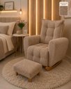 Ver imagem 2 de Poltrona de Amamentação Balanço com Puff Jade em Boucle Conforto Elegância e Aconchego Cacau