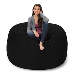 Puff Grande Redondo Gigante sem Enchimento em Suede 1M para Sala - Preto - 1