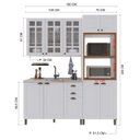 Ver imagem 3 de Cozinha Modulada 3 Peças Torre Quente Balcão e Armário Aéreo com Vidro 100% MDF Bari