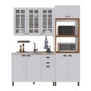 Ver imagem 2 de Cozinha Modulada 3 Peças Torre Quente Balcão e Armário Aéreo com Vidro 100% MDF Bari