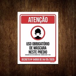 Placa Uso Obrigatório Máscara Estabelecimento Comércio 27x35 - 1 Placa Uso Obrigatório Máscara Estabelecimento Comércio 27x35 - 1