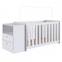 Ver imagem 2 de Kit Quarto Bebê Berço com Colchão + Cômoda Linha Aconchego Branco La016 Completa Móveis