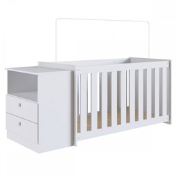Kit Quarto Bebê Berço com Colchão + Cômoda Linha Aconchego Branco La016 Completa Móveis - 2 Kit Quarto Bebê Berço com Colchão + Cômoda Linha Aconchego Branco La016 Completa Móveis - 2