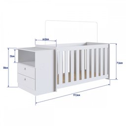 Kit Quarto Bebê Berço com Colchão + Cômoda Linha Aconchego Branco La016 Completa Móveis - 3 Kit Quarto Bebê Berço com Colchão + Cômoda Linha Aconchego Branco La016 Completa Móveis - 3