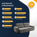 Ver imagem 5 de Sofá Retrátil e Reclinável 4 Lugares Espuma Fibra Siliconada Ingleses Veludo 200cm