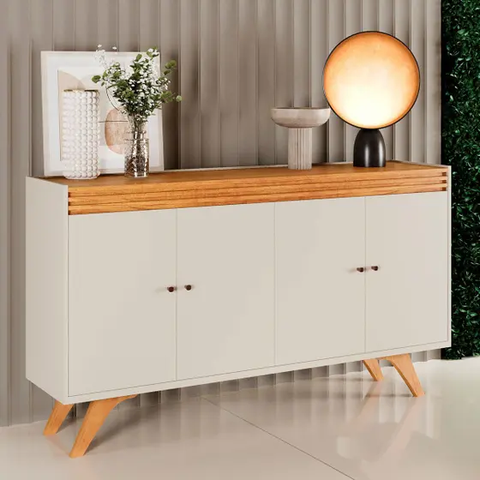 Buffet 4 Portas Sevilha 1600 - Off White/naturalle - Mavaular