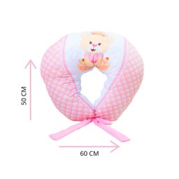 Almofada Amamentação Estampada Bebê Menina com Enchimento e Zíper - Ursinha Pérola - 4