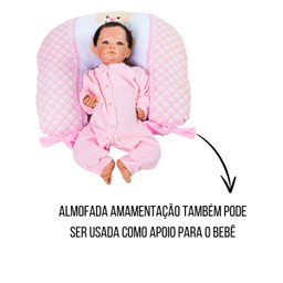 Almofada Amamentação Estampada Bebê Menina com Enchimento e Zíper - Ursinha Pérola - 8