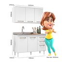 Ver imagem 3 de Armário Aéreo Manu 120 + Balcão P/ Pia Aline118 Cm sem Tampo Branco