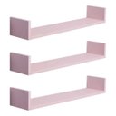Ver imagem 2 de Kit 3 Prateleiras U 60 x 20cm Rosa Claro Suporte Invisível