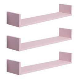 Kit 3 Prateleiras U 60 x 20cm Rosa Claro Suporte Invisível - 2