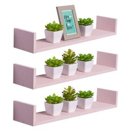 Kit 3 Prateleiras U 60 x 20cm Rosa Claro Suporte Invisível - 1
