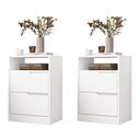 Ver imagem 1 de Kit 2 Mesas de Cabeceira Sole 2 Gavetas Flex Branco Fosco - Móveis Albatroz