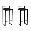 Ver imagem 1 de Kit 2 Banquetas Altas Bistô Bar em Aço Preto Assento Preto Suede