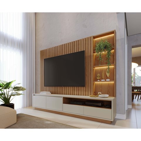 Estante Home Theater Cancún Freijó Off White Matte - Colibri