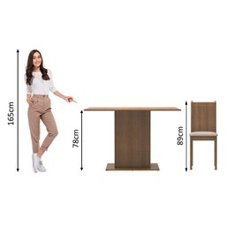 Conjunto Sala de Jantar Madesa Luana Mesa Tampo de Madeira com 4 Cadeiras - Rustic/sintético Bege - 4