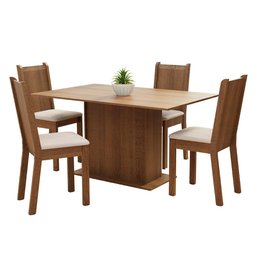 Conjunto Sala de Jantar Madesa Luana Mesa Tampo de Madeira com 4 Cadeiras - Rustic/sintético Bege - 2