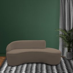 Sofá Curvo 03 Lugares 210cm Braço Direito Eron Bouclê Marrom - CasaePoltrona - 2