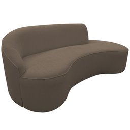 Sofá Curvo 03 Lugares 210cm Braço Direito Eron Bouclê Marrom - CasaePoltrona - 1