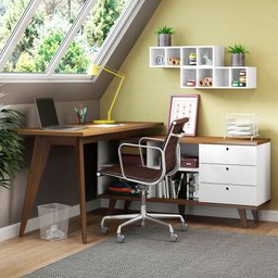 Escrivaninha Madesa Tutti Colors 3 Gavetas Rustic/Branco Cor:Rustic/Branco - 1