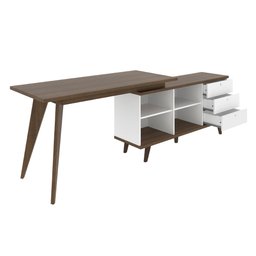 Escrivaninha Madesa Tutti Colors 3 Gavetas Rustic/Branco Cor:Rustic/Branco - 4