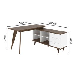 Escrivaninha Madesa Tutti Colors 3 Gavetas Rustic/Branco Cor:Rustic/Branco - 3