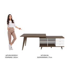 Escrivaninha Madesa Tutti Colors 3 Gavetas Rustic/Branco Cor:Rustic/Branco - 7