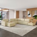 Ver imagem 2 de Sofá de Canto Decorativo Sala de Estar 715cm Modulado Takashi com Chaise e Puffs Bouclê Bege G45-gr