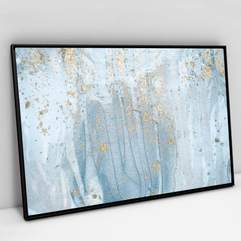 Quadro Decorativo em Canvas Abstrato Mármore Piscina TaColado Moldura Flutuante 4,5cm Preta 60 x 40c