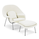 Ver imagem 1 de Poltrona Womb Chair com Puff Base Inox Veludo Branco