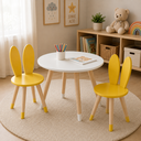 Ver imagem 1 de Conj Mesa 2 Cadeiras Coelho Infantil MDF15MM Pés Pinus:Amarelo