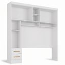 Ver imagem 2 de Ponte Aérea Modular Casal com 2 Gavetas e Nichos 100% MDF Smart Branco