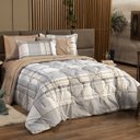 Ver imagem 1 de Kit Edredom Ravena Caqui Casal Padrão 03 Peças - Dupla Face Percal 200 Fios DOURADOS ENXOVAIS