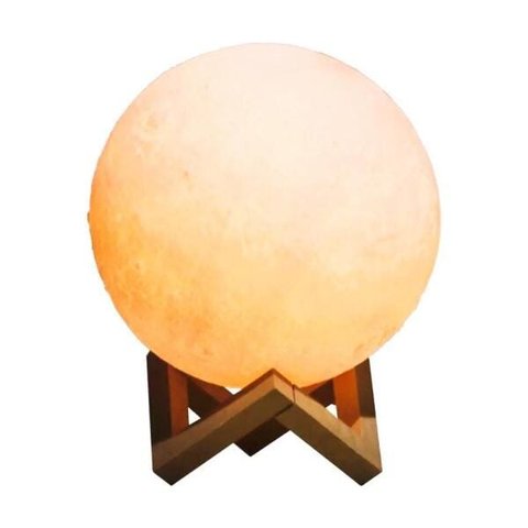 Luminária de Mesa Lua Cheia 15cm 3d Usb Touch 4 Cores Led
