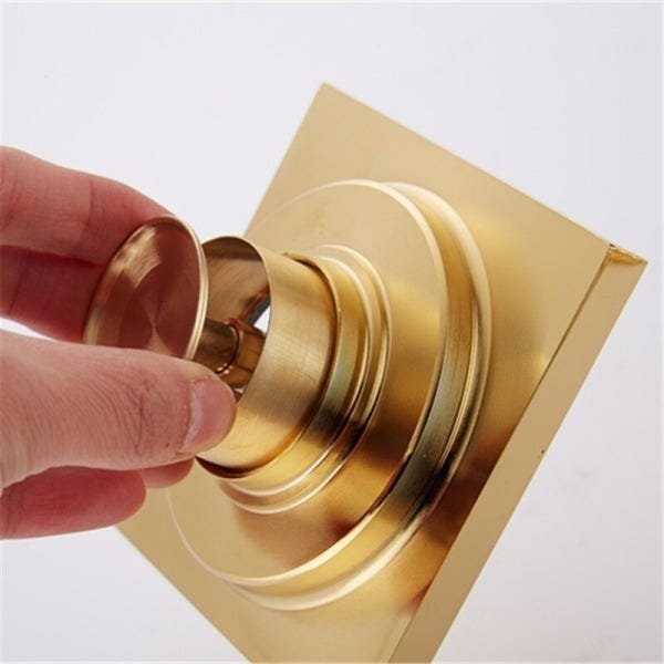Ralo Trabalhado Retrô Quadrad Dreno Dourado 10x10 Super Luxo - 4