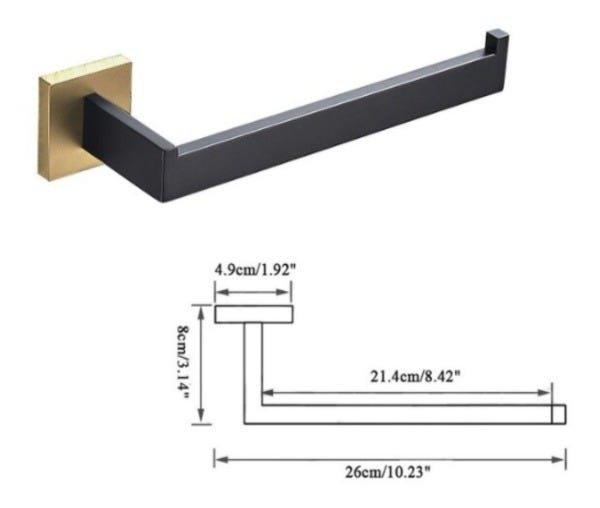 Kit De Acessórios Banheiro Preto Fosco Dourado Escovado 4 Pç - 6