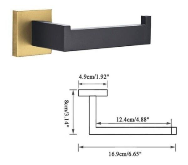 Kit De Acessórios Banheiro Preto Fosco Dourado Escovado 4 Pç - 5