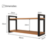 Prateleira Suspensa Parede Freijó Estilo Industrial Premium com Suportes em Aço - 4