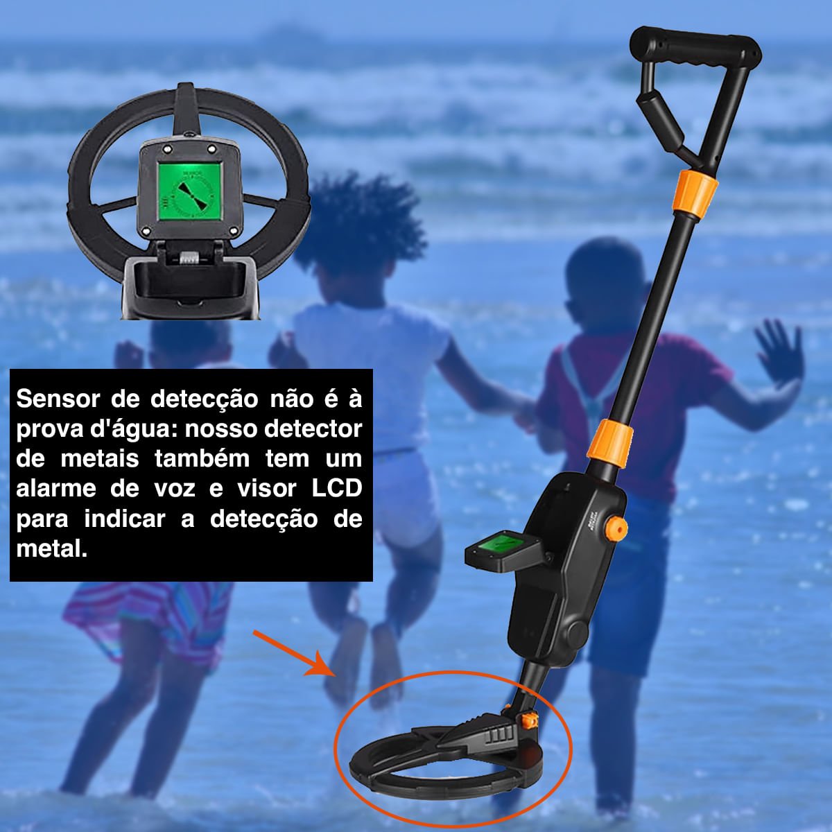 Detector de Metais Localizador Ouro Prata Bronze Altura 71cm Embralumi - 7