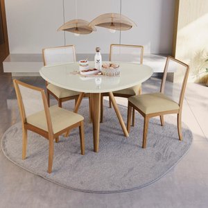 Conjunto Sala de Jantar Madeira Maciça 4 Cadeiras Kappesberg