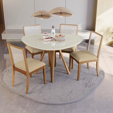 Conjunto Sala de Jantar Madeira Maciça 4 Cadeiras Kappesberg