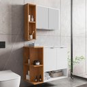 Ver imagem 2 de Gabinete Banheiro Ibiza 2 Portas Armario 2 Portas Espelheira Branco/naturale