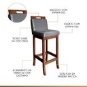 Ver imagem 3 de Kit 2 Banquetas Média para Cozinha Milão Madeira Castanho Suede Cinza CCS