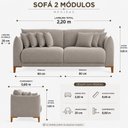 Ver imagem 4 de Sofá Living Nevada 3 Lugares 2,20m Veludo Cappuccino