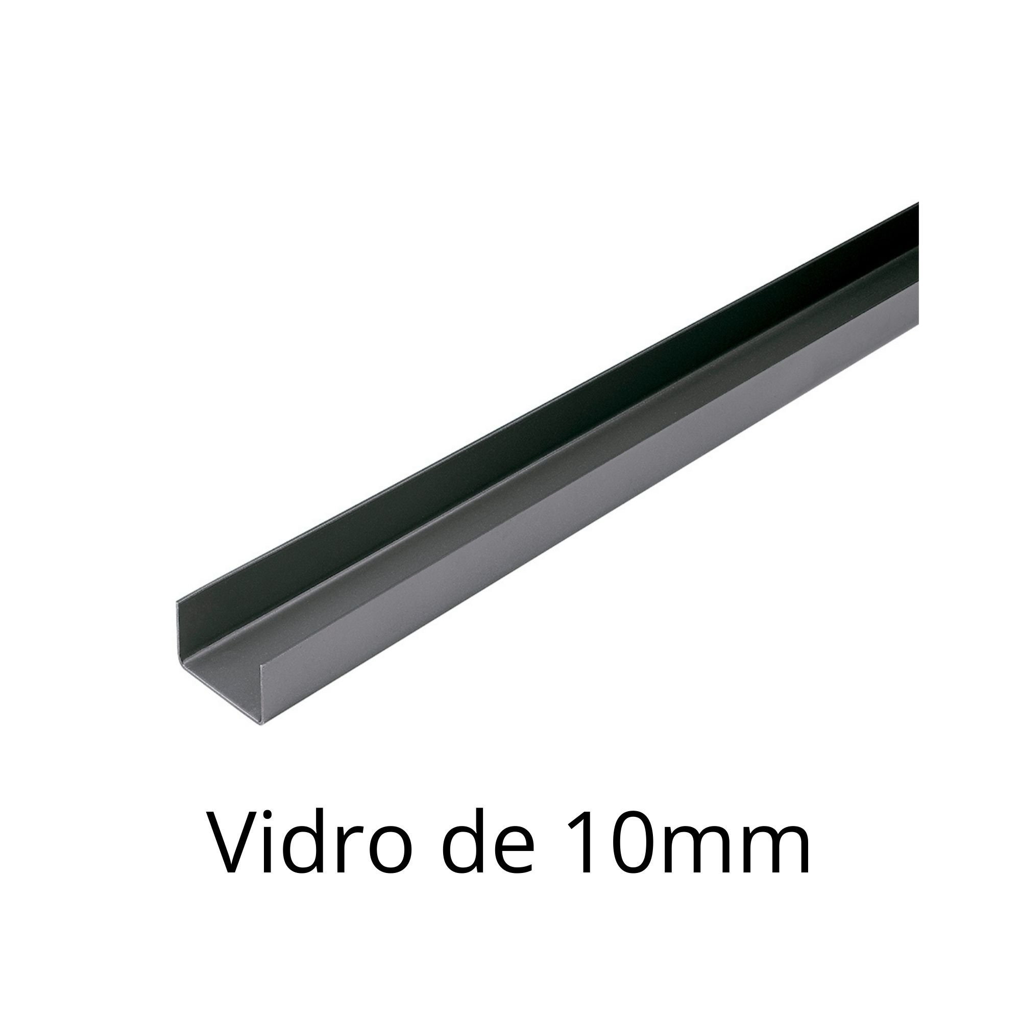 Perfil U Inox - Vidro de 10mm - Escovado - 100cm